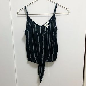 H&M tie stripped crop shirt